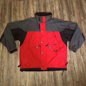 Marker Ski Jacket Men's Medium Red Full Zip Weatherproof Outdoor Travel Pockets